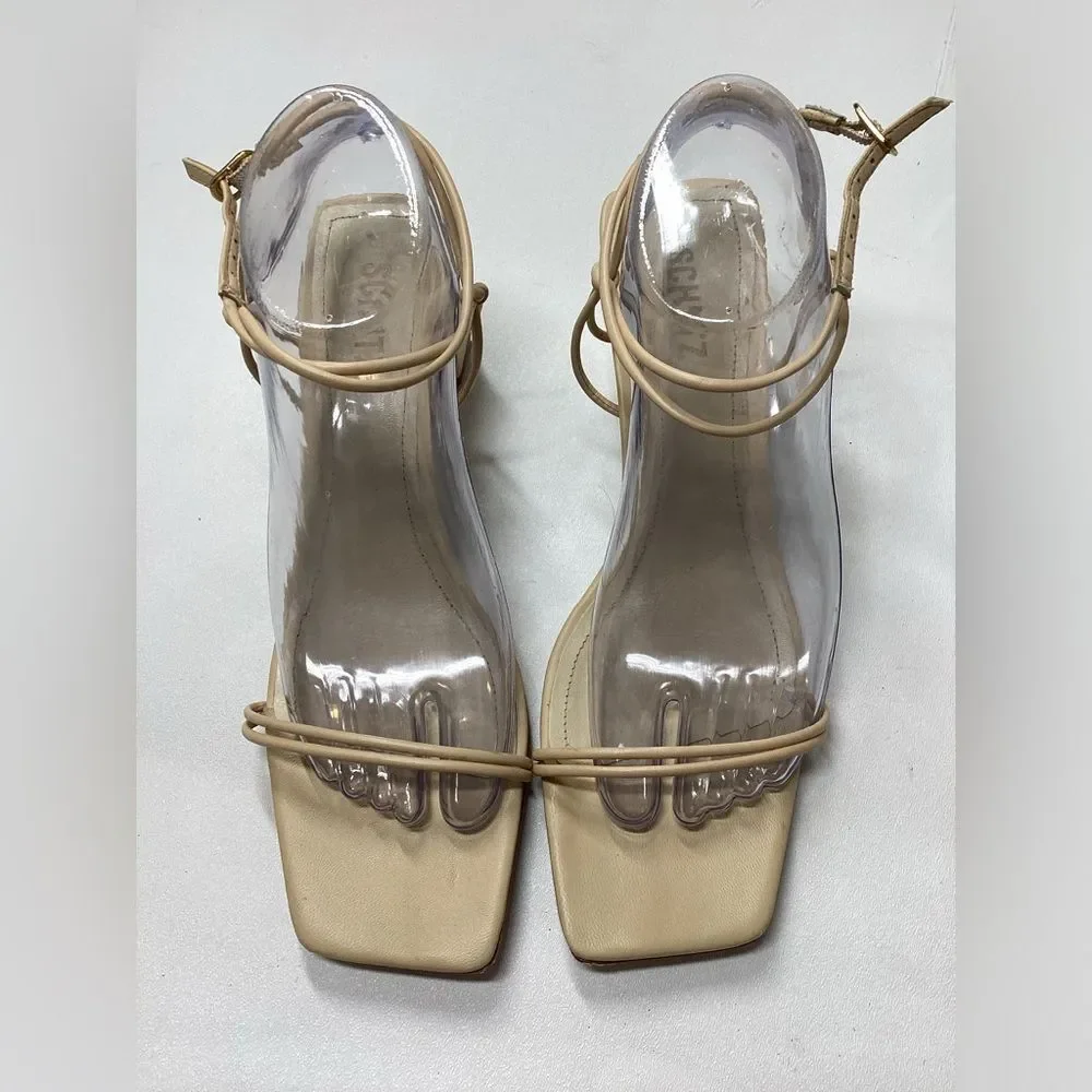 Schutz‎ Pompeii Beige Mid Ankle Strappy Sandals Size 9